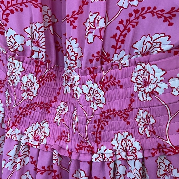 A.L.C. Pink/Red Floral Cody 100% Silk Halter Neck Dress 4 - Picture 10 of 12